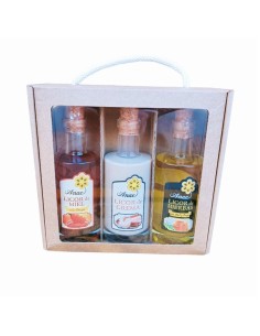 Licor de orujo de miel, licor de orujo de hierbas y miel y crema de orujo. 2